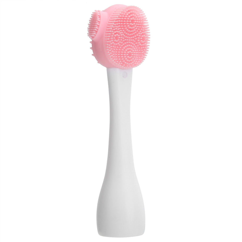 Handheld Silicone Face Cleaning Brush Mask DIY Mixing Stick Makeup Cleansing BrushPink and White Single Head