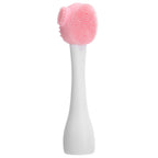 Handheld Silicone Face Cleaning Brush Mask DIY Mixing Stick Makeup Cleansing BrushPink and White Single Head