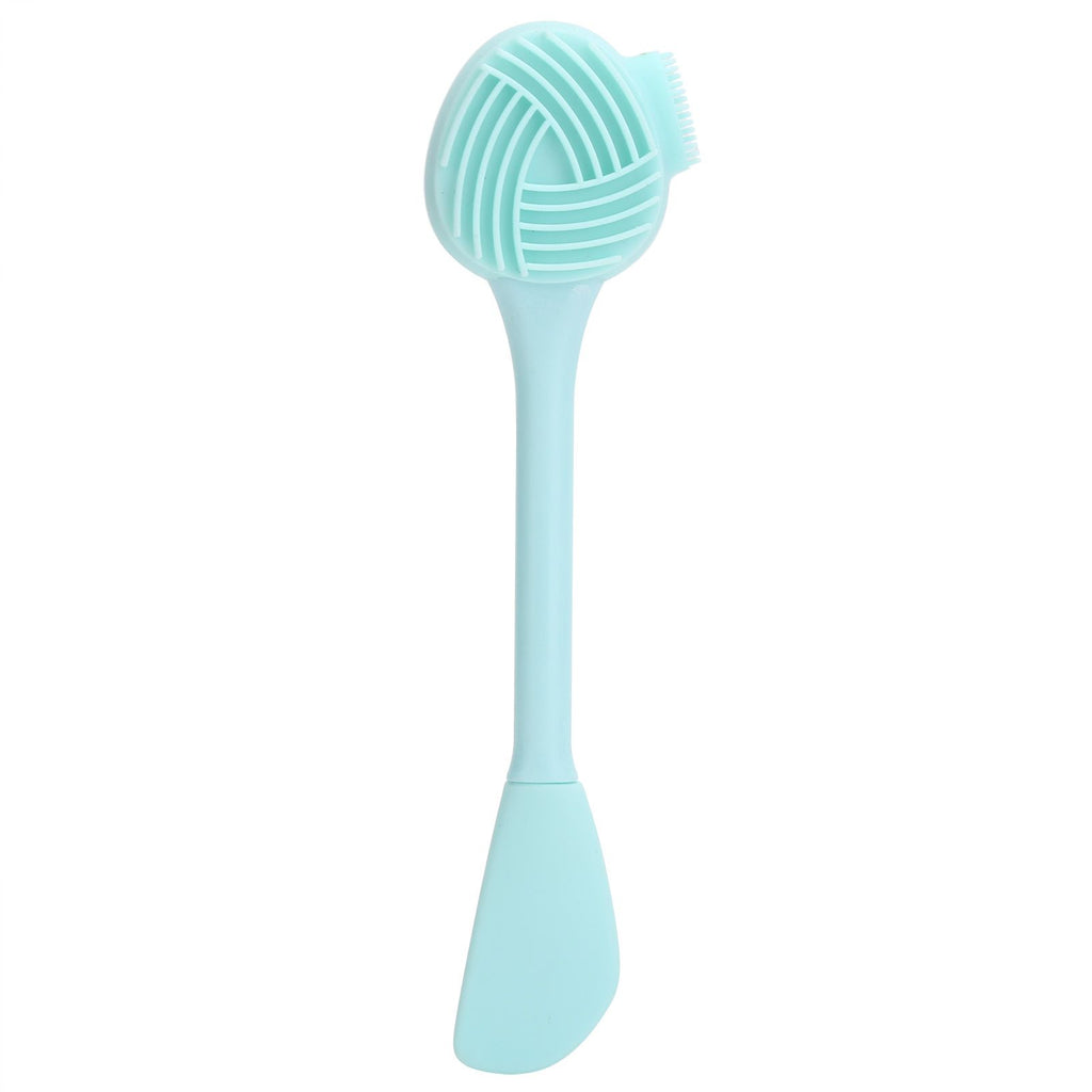 Handheld Silicone Face Cleaning Brush Mask DIY Mixing Stick Makeup Cleansing Brush(Green Double Head Knife Shape )
