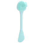 Handheld Silicone Face Cleaning Brush Mask DIY Mixing Stick Makeup Cleansing Brush(Green Double Head Knife Shape )