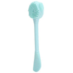 Handheld Silicone Face Cleaning Brush Mask DIY Mixing Stick Makeup Cleansing Brush(Green Double Head Knife Shape )
