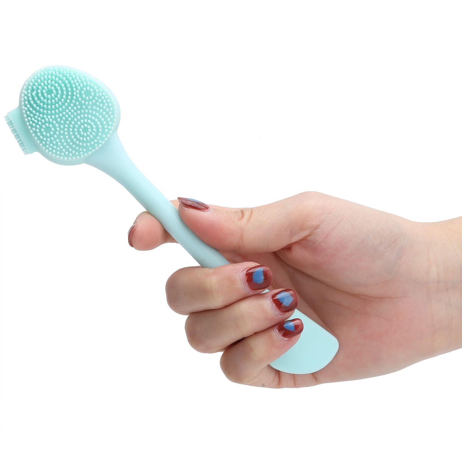 Handheld Silicone Face Cleaning Brush Mask DIY Mixing Stick Makeup Cleansing Brush(Green Double Head Knife Shape )