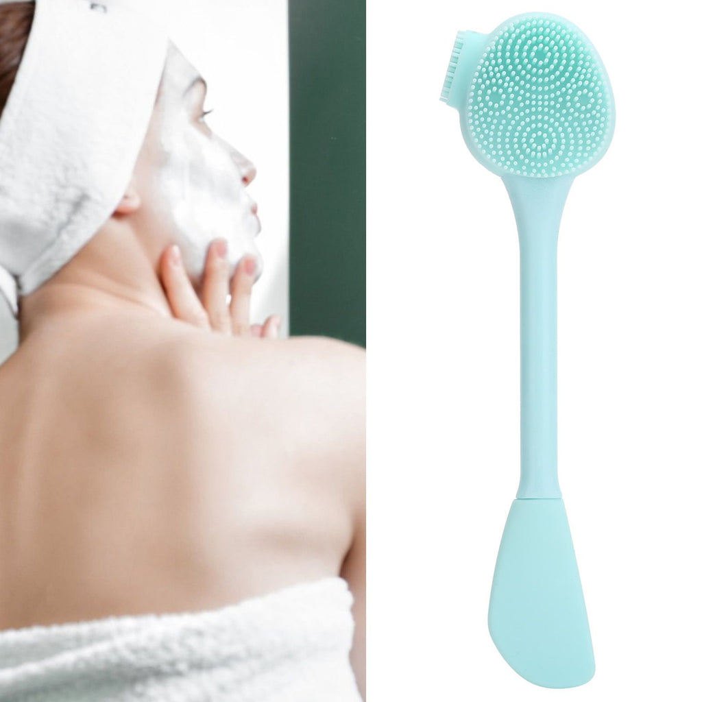 Handheld Silicone Face Cleaning Brush Mask DIY Mixing Stick Makeup Cleansing Brush(Green Double Head Knife Shape )