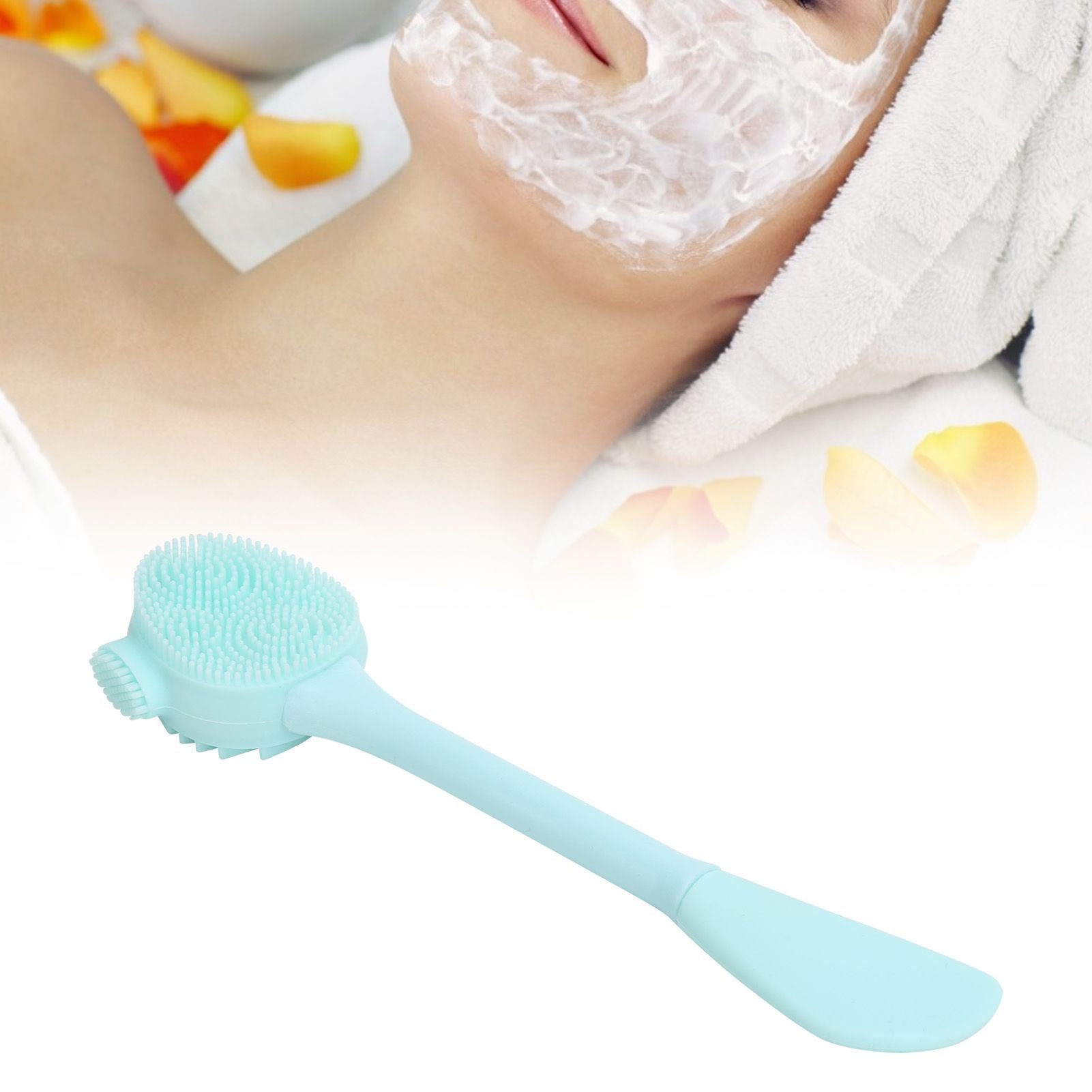 Handheld Silicone Face Cleaning Brush Mask DIY Mixing Stick Makeup Cleansing Brush(Green Double Head Knife Shape )