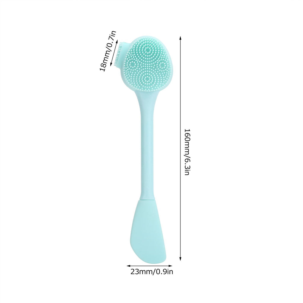 Handheld Silicone Face Cleaning Brush Mask DIY Mixing Stick Makeup Cleansing Brush(Green Double Head Knife Shape )