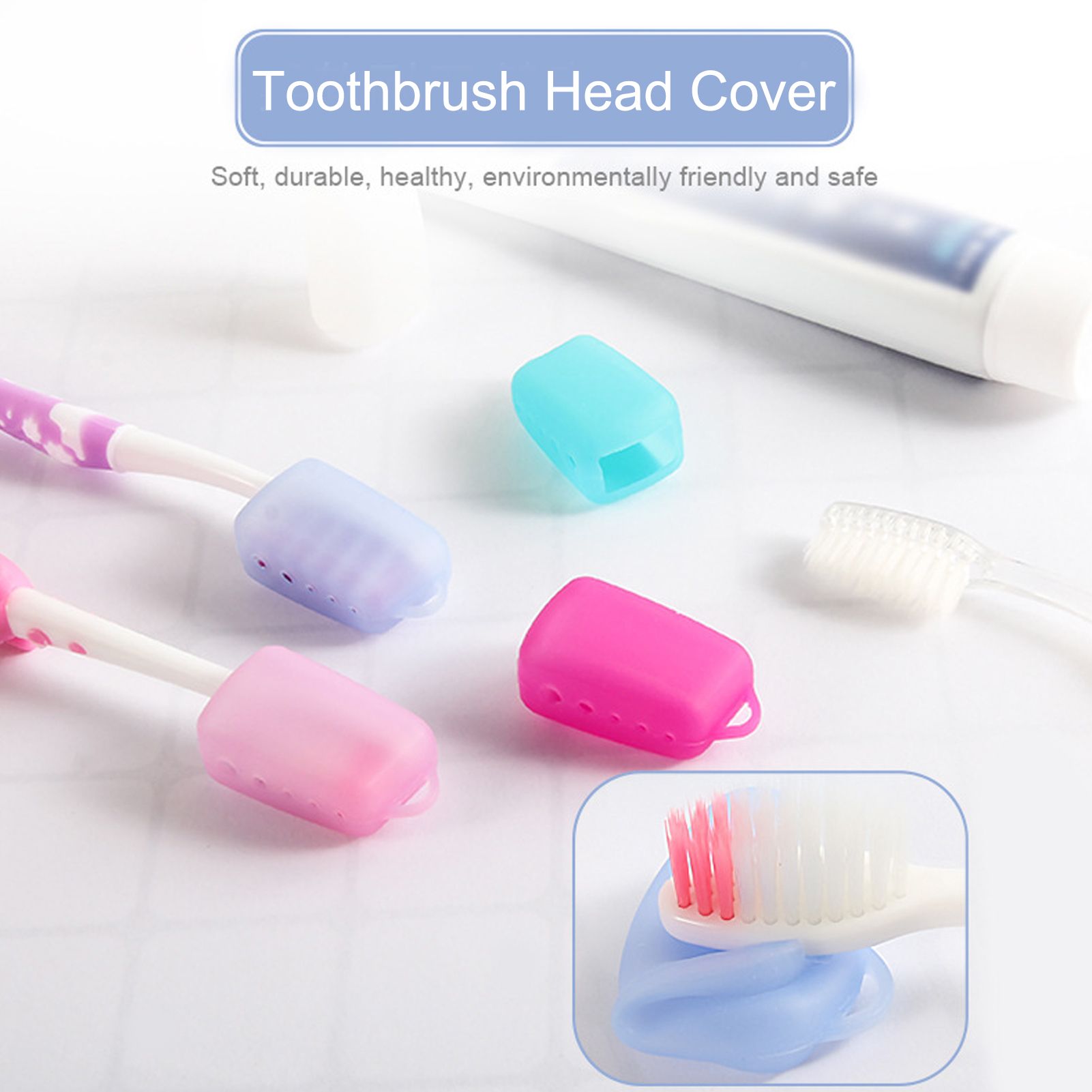 Silicone Toothbrush Head Cover Electric Toothbrush Protective Cap for Home Travel CampingRose Red