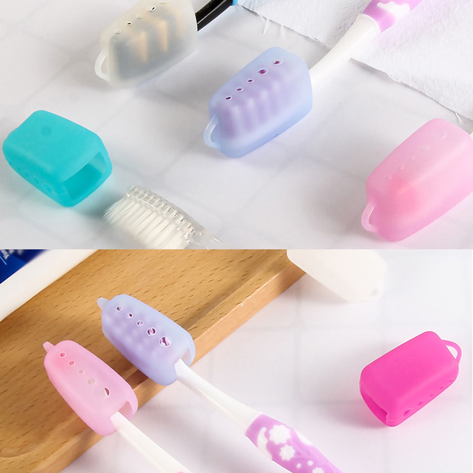 Silicone Toothbrush Head Cover Electric Toothbrush Protective Cap for Home Travel CampingLight Blue