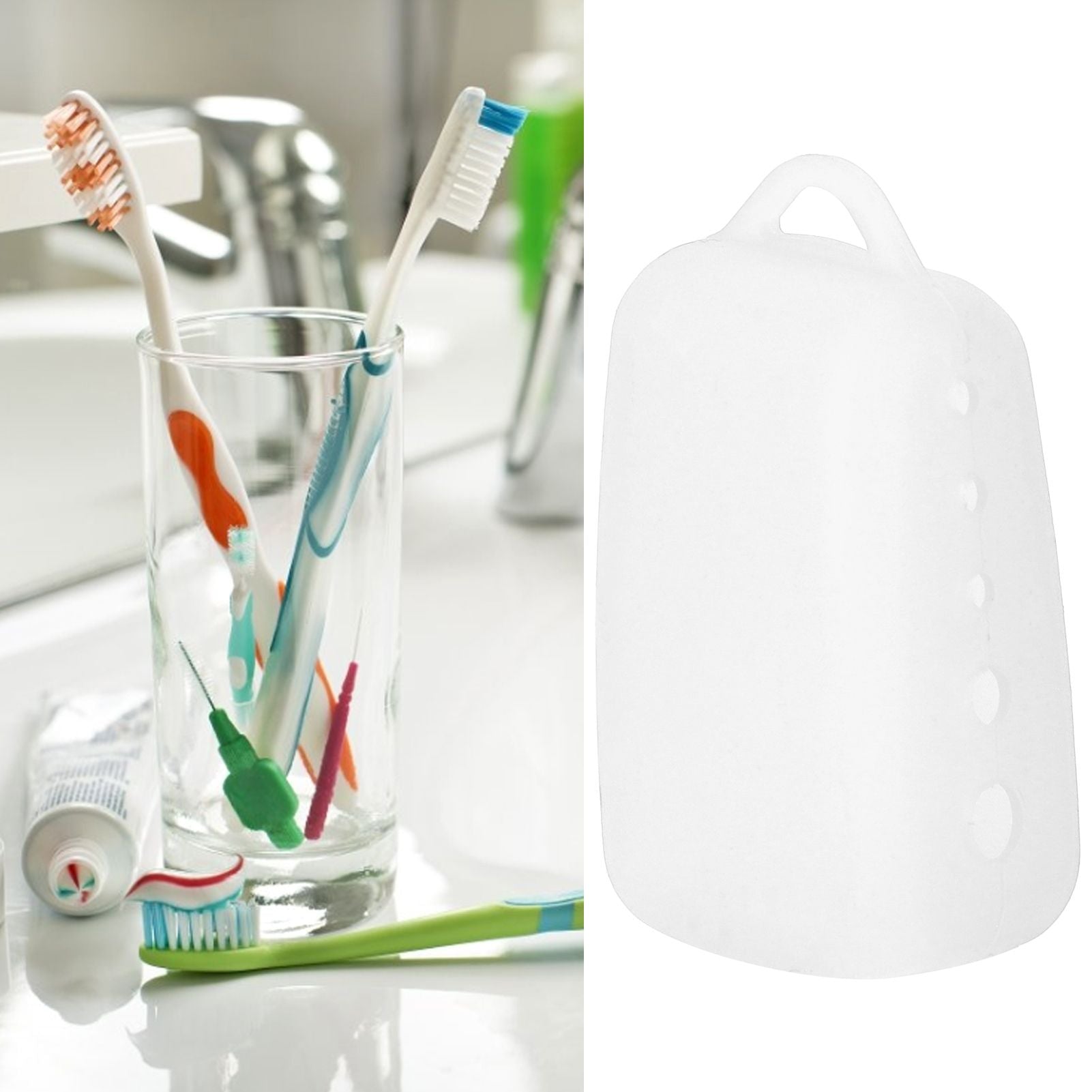 Silicone Toothbrush Head Cover Electric Toothbrush Protective Cap for Home Travel CampingWhite
