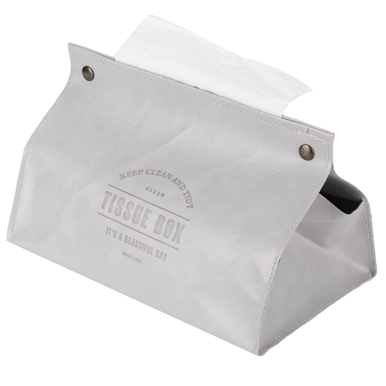 PU Leather Originality Tissue Box Desktop Tissue Organizer for Bedroom Living RoomGray