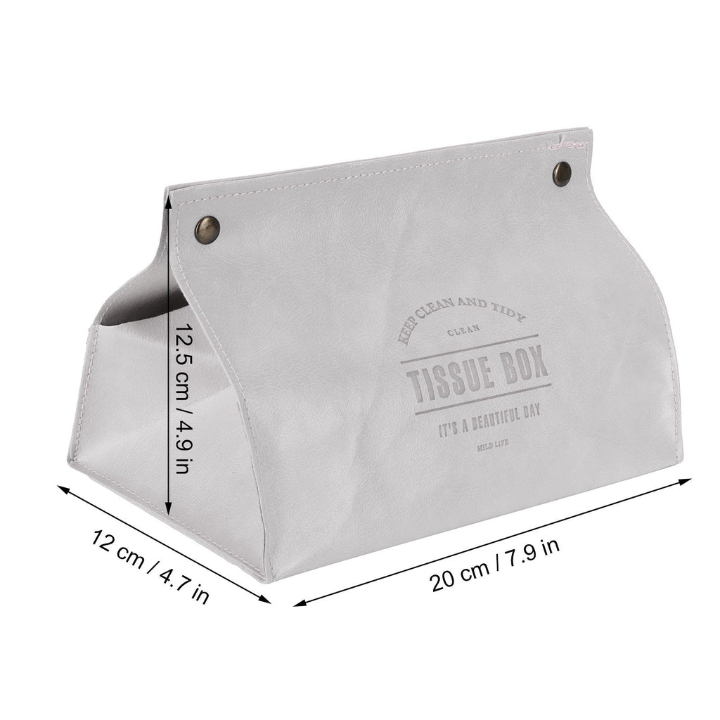 PU Leather Originality Tissue Box Desktop Tissue Organizer for Bedroom Living RoomGray