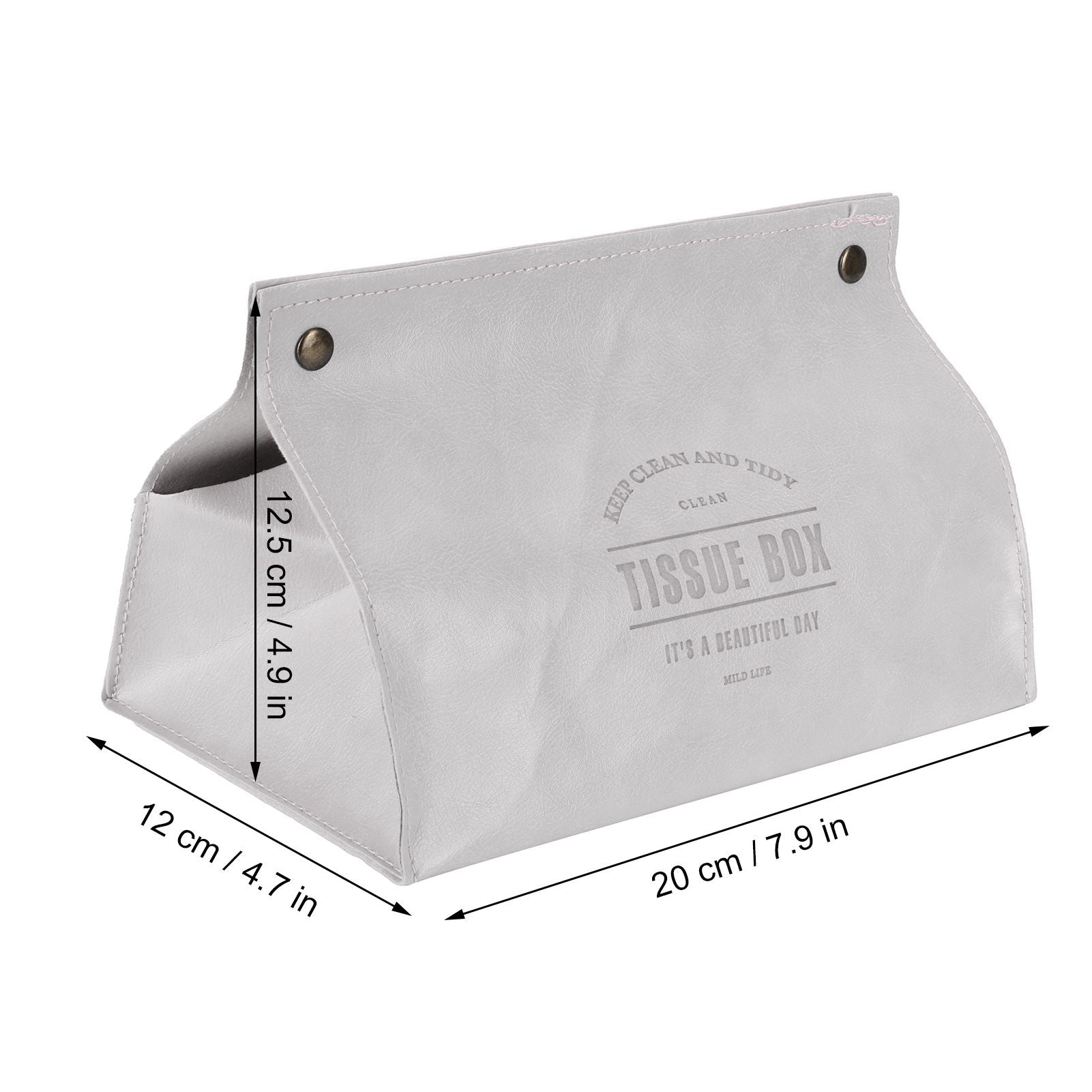 PU Leather Originality Tissue Box Desktop Tissue Organizer for Bedroom Living RoomGray