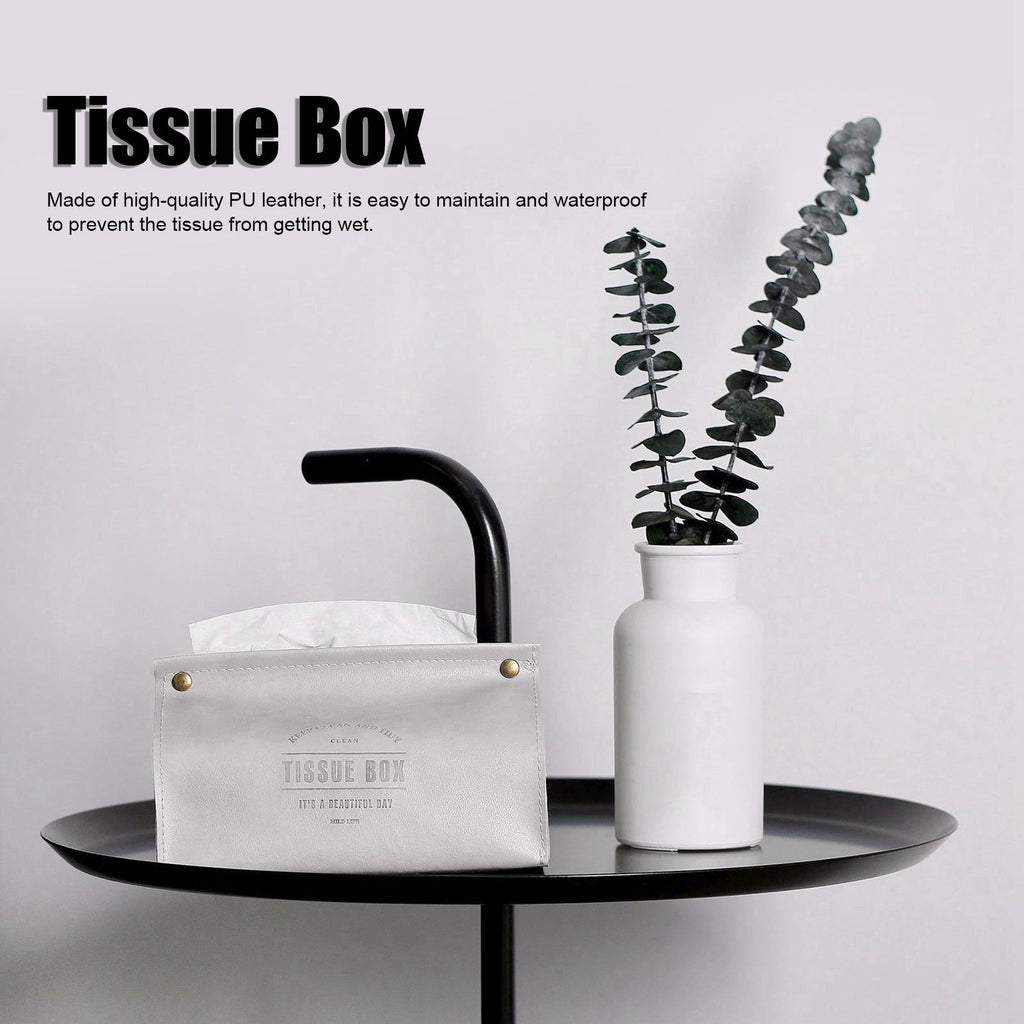 PU Leather Originality Tissue Box Desktop Tissue Organizer for Bedroom Living RoomGray