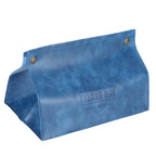 PU Leather Originality Tissue Box Desktop Tissue Organizer for Bedroom Living RoomBlue