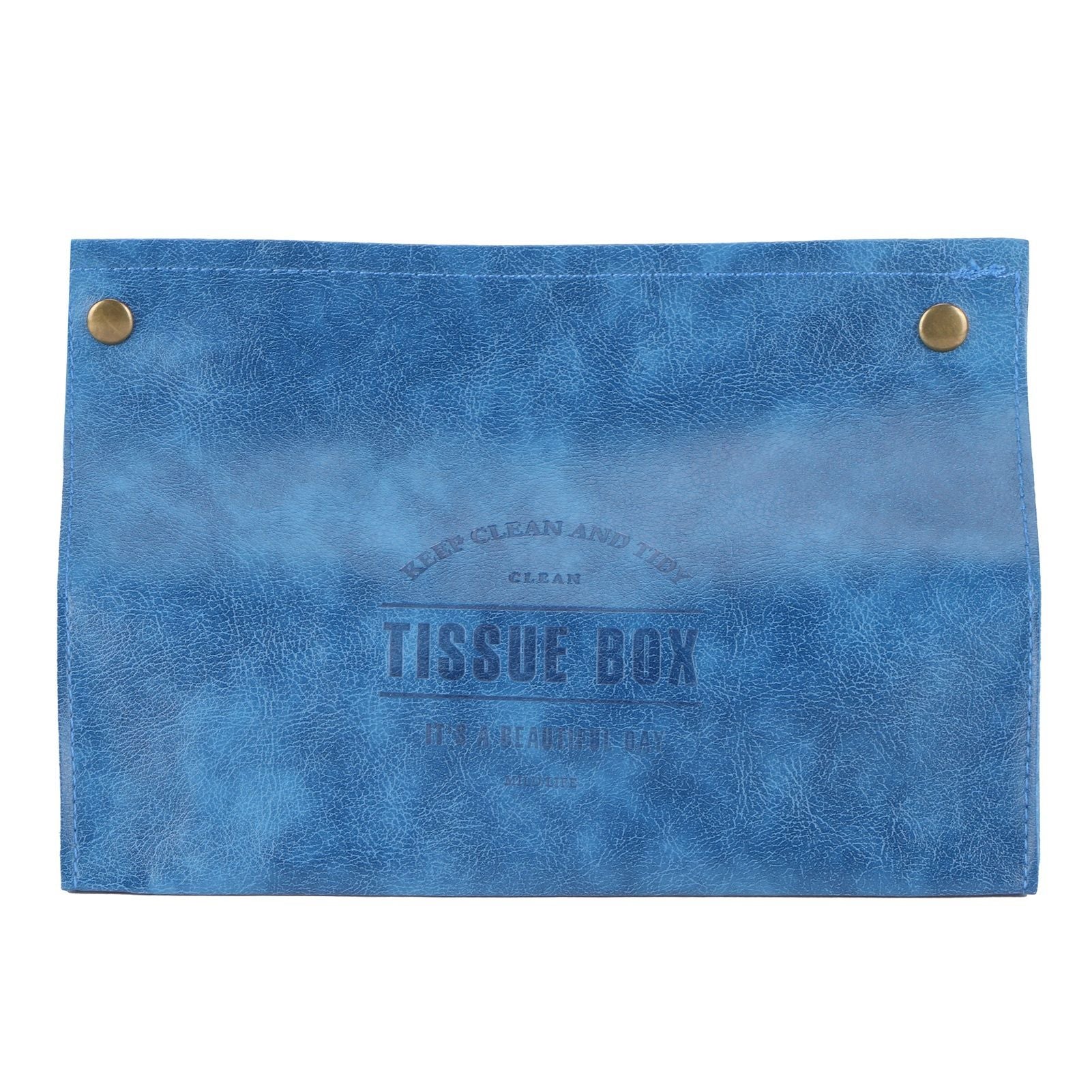 PU Leather Originality Tissue Box Desktop Tissue Organizer for Bedroom Living RoomBlue