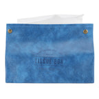 PU Leather Originality Tissue Box Desktop Tissue Organizer for Bedroom Living RoomBlue