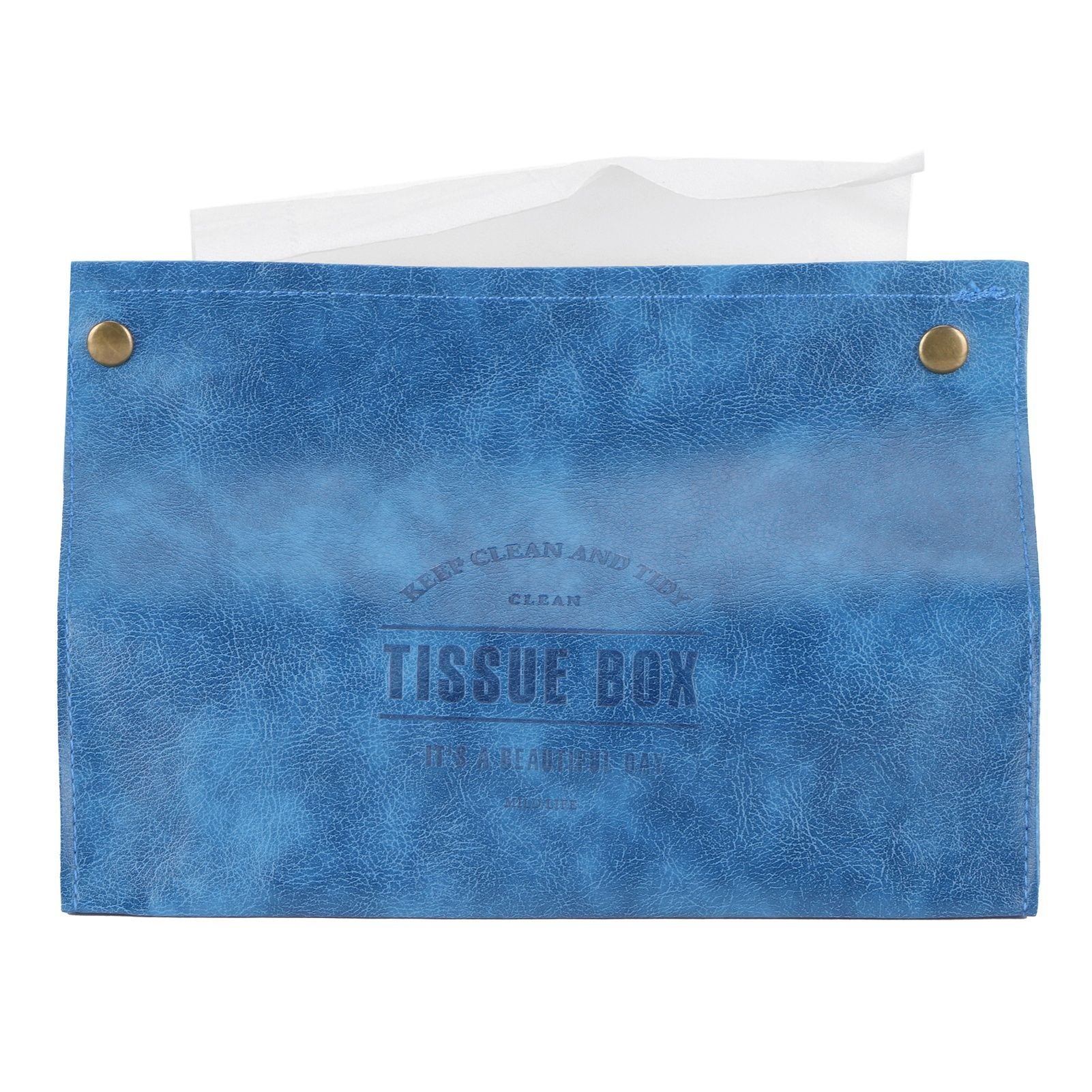 PU Leather Originality Tissue Box Desktop Tissue Organizer for Bedroom Living RoomBlue