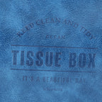 PU Leather Originality Tissue Box Desktop Tissue Organizer for Bedroom Living RoomBlue