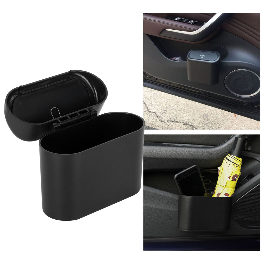 Car Trash Can Portable Hanging Garbage Waste Bin with Lid Vehicle Interior Accessory Black