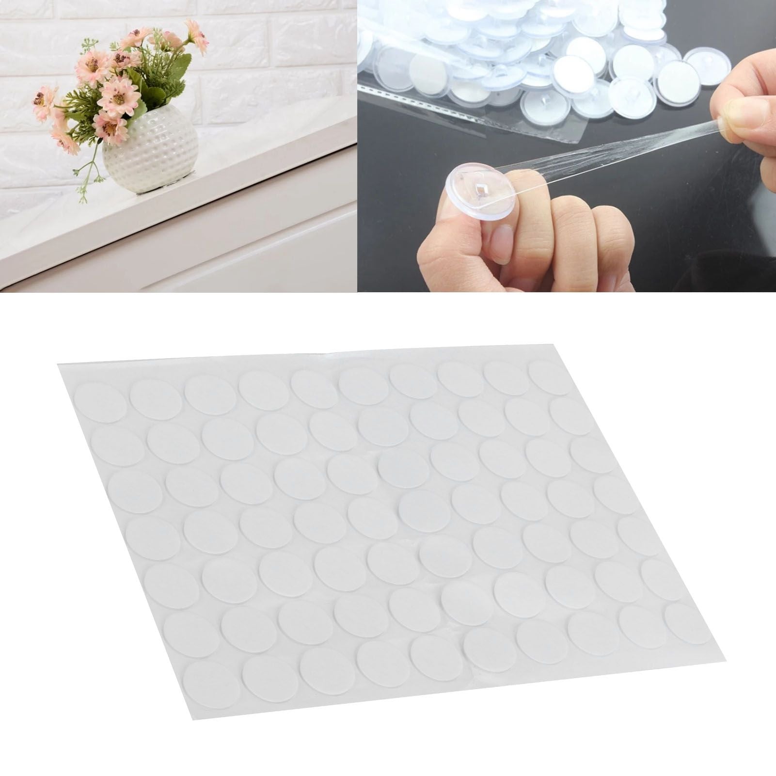 70Pcs Round Sticker Acrylic Acid Transparent Double Sided Adhesive Tape for Fixation