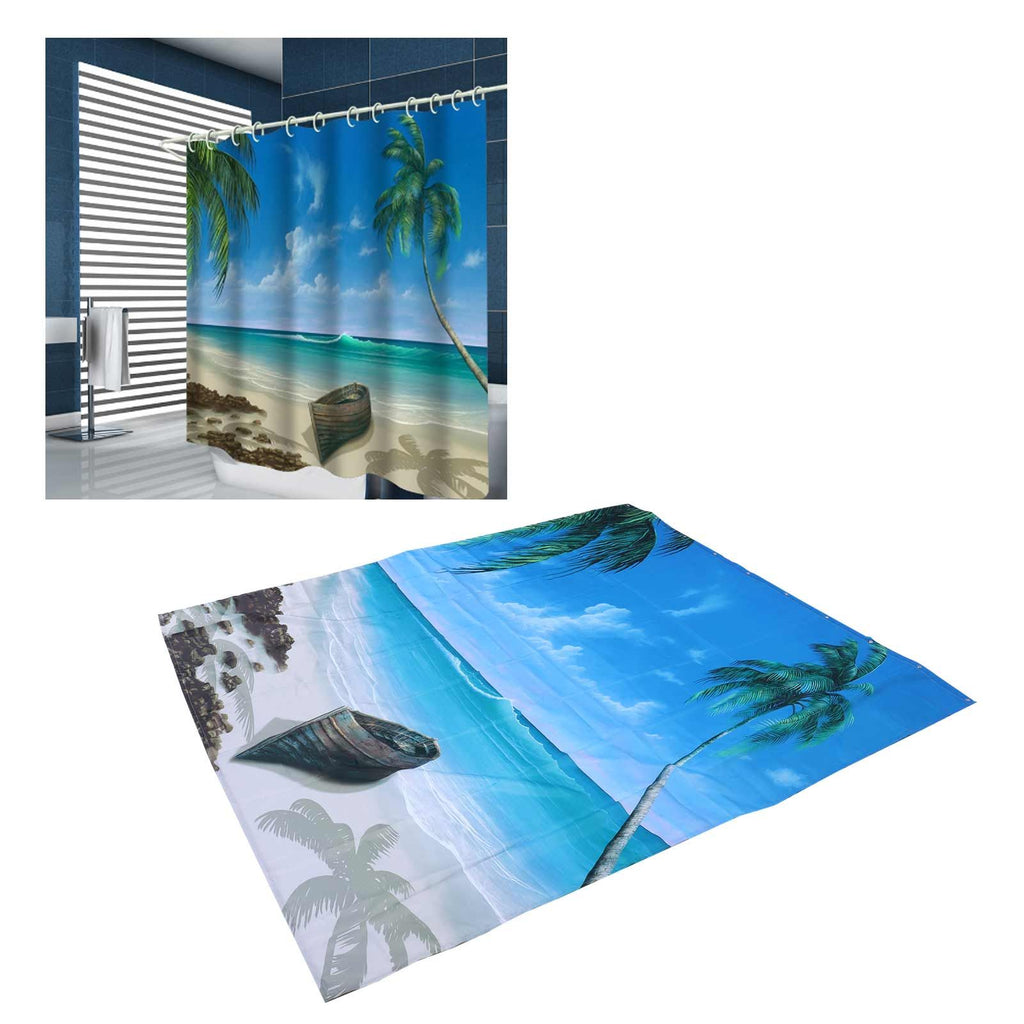 Shower Curtain Set with Hanging Rings No‑Punching Bath Curtain Bathroom Accessory150x180cm