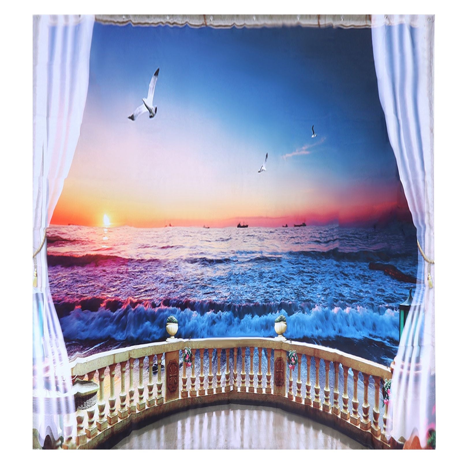 Waterproof Shower Bath Curtain Free Punch with Hooks for Home Bathroom Decoration180x180 cm