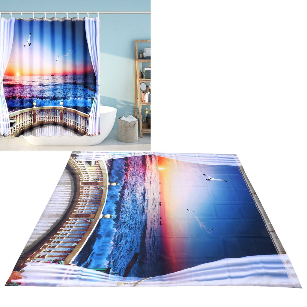 Waterproof Shower Bath Curtain Free Punch with Hooks for Home Bathroom Decoration180x180 cm