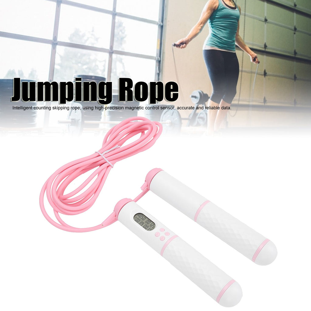 Skipping Rope Electronic Counting Jumping Rope Sports Exercise Fitness EquipmentWhite+Pink