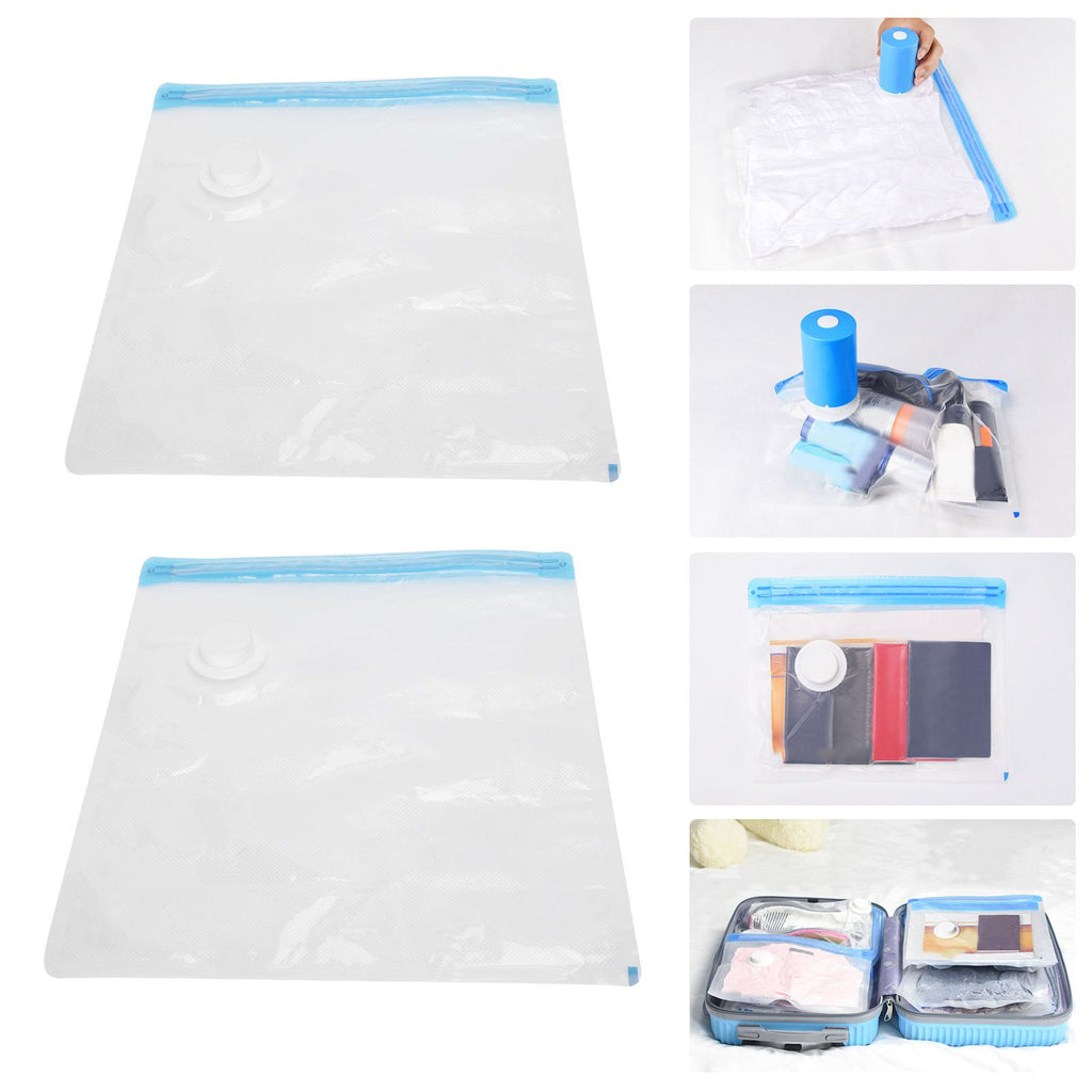 2Pcs Vacuum Storage Bag Space Saving Compressed Sealed Travel Bag with 3.5cm Thread Air InletL:36x32CM