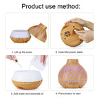 400ml Light Wood Grain Air Diffuser Electric Aroma Humidifier with Ambient Night Lamp 100‑240VAU Plug