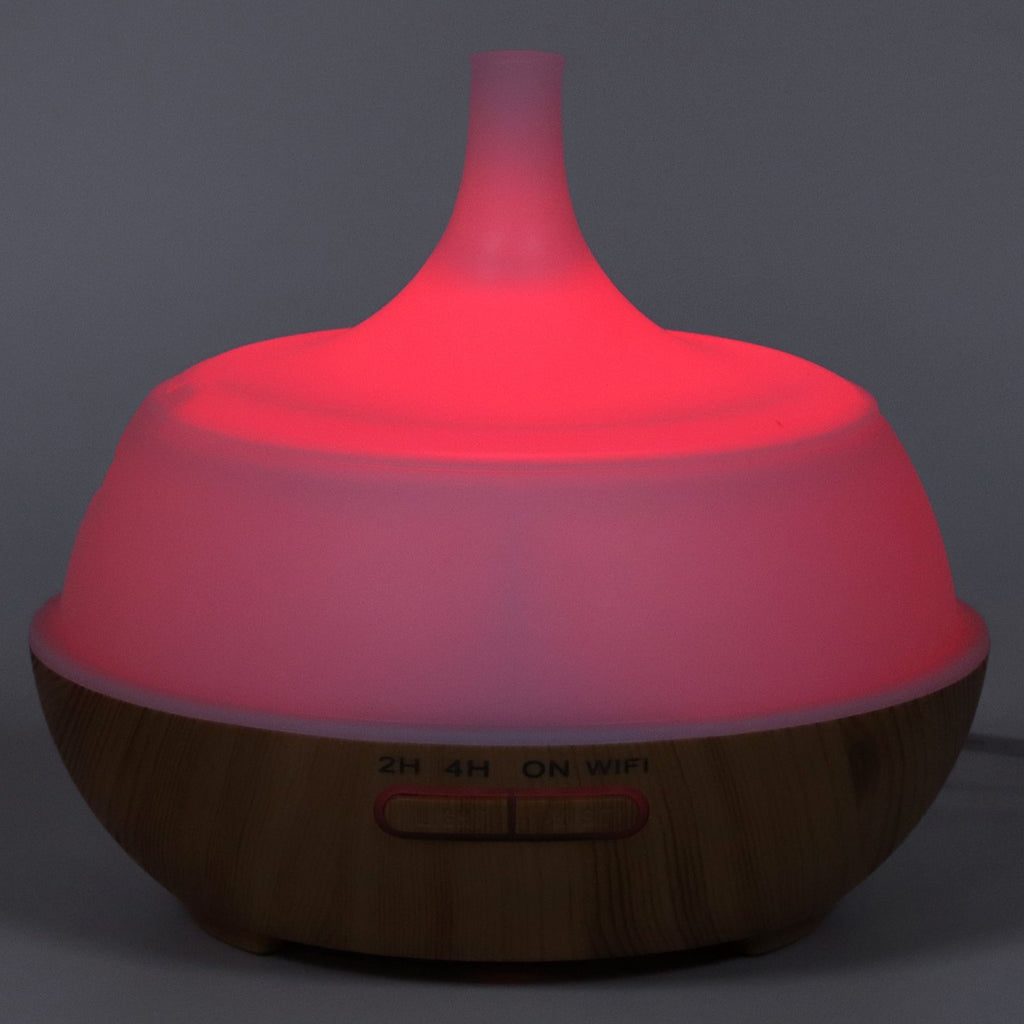 400ml Aroma Diffuser WIFI Control Wood Grain Aromatherapy Humidifier Colorful Night Light 100-240VAU Plug