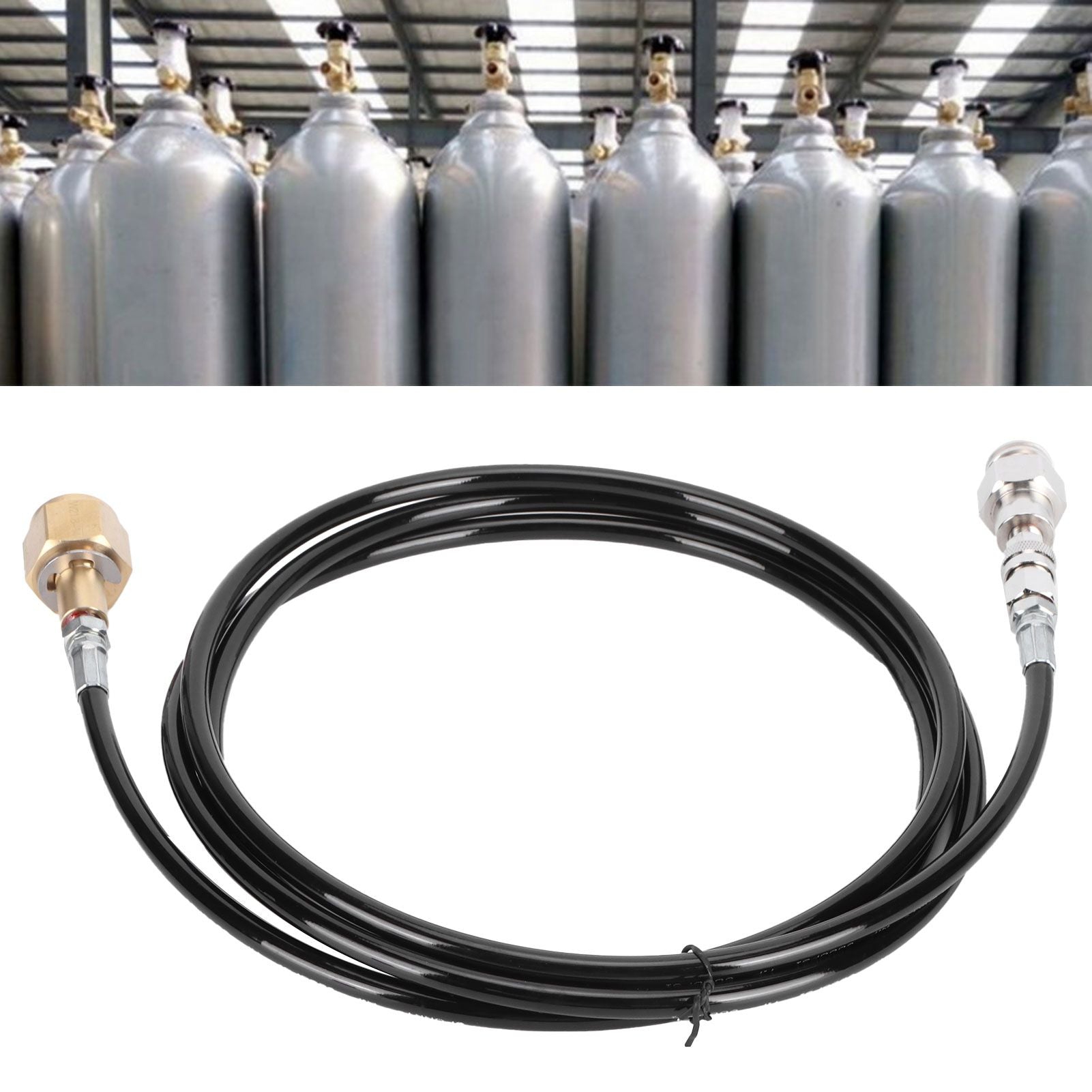 W21.8-14 Soda Hose Adapter Kit CO2 Cylinder Refilling Tube Accessories 100in Black