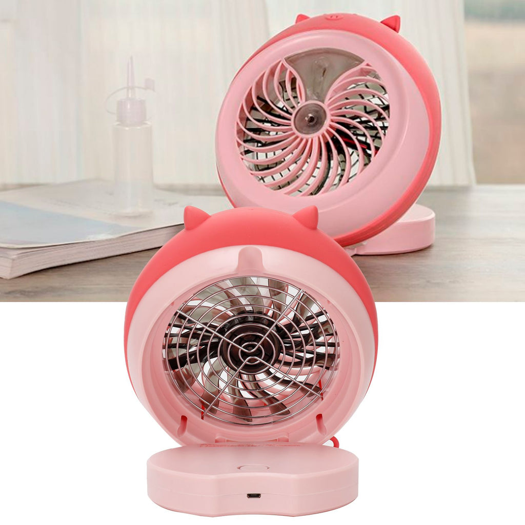 Cute Desktop Mini Fan Portable Humidifying Mist Spray Fan for Home Office SuppliesPink Pig