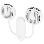 Dual‑Head USB Fan 360° Rotating Portable Neck‑Hanging Electric Fan for Outdoor TravelWhite
