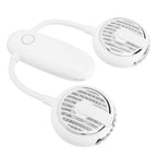 Dual‑Head USB Fan 360° Rotating Portable Neck‑Hanging Electric Fan for Outdoor TravelWhite
