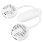 Dual‑Head USB Fan 360° Rotating Portable Neck‑Hanging Electric Fan for Outdoor TravelWhite