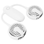 Dual‑Head USB Fan 360° Rotating Portable Neck‑Hanging Electric Fan for Outdoor TravelWhite