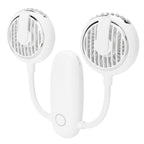 Dual‑Head USB Fan 360° Rotating Portable Neck‑Hanging Electric Fan for Outdoor TravelWhite