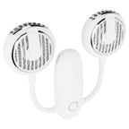 Dual‑Head USB Fan 360° Rotating Portable Neck‑Hanging Electric Fan for Outdoor TravelWhite