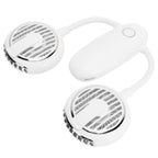 Dual‑Head USB Fan 360° Rotating Portable Neck‑Hanging Electric Fan for Outdoor TravelWhite
