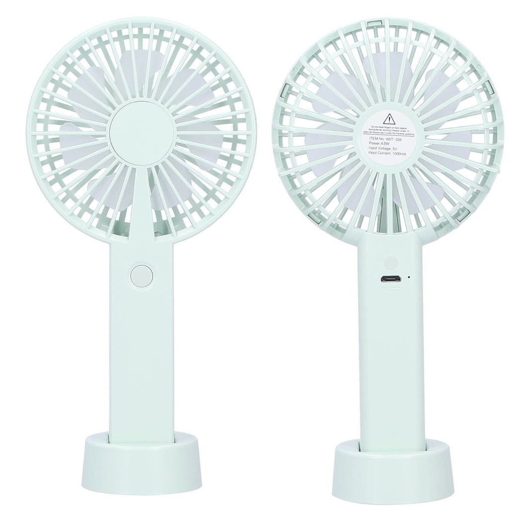 Green Parallel Wind Fan Mini USB Charging Mute Outdoor Handheld Fan with Base for Outdoor