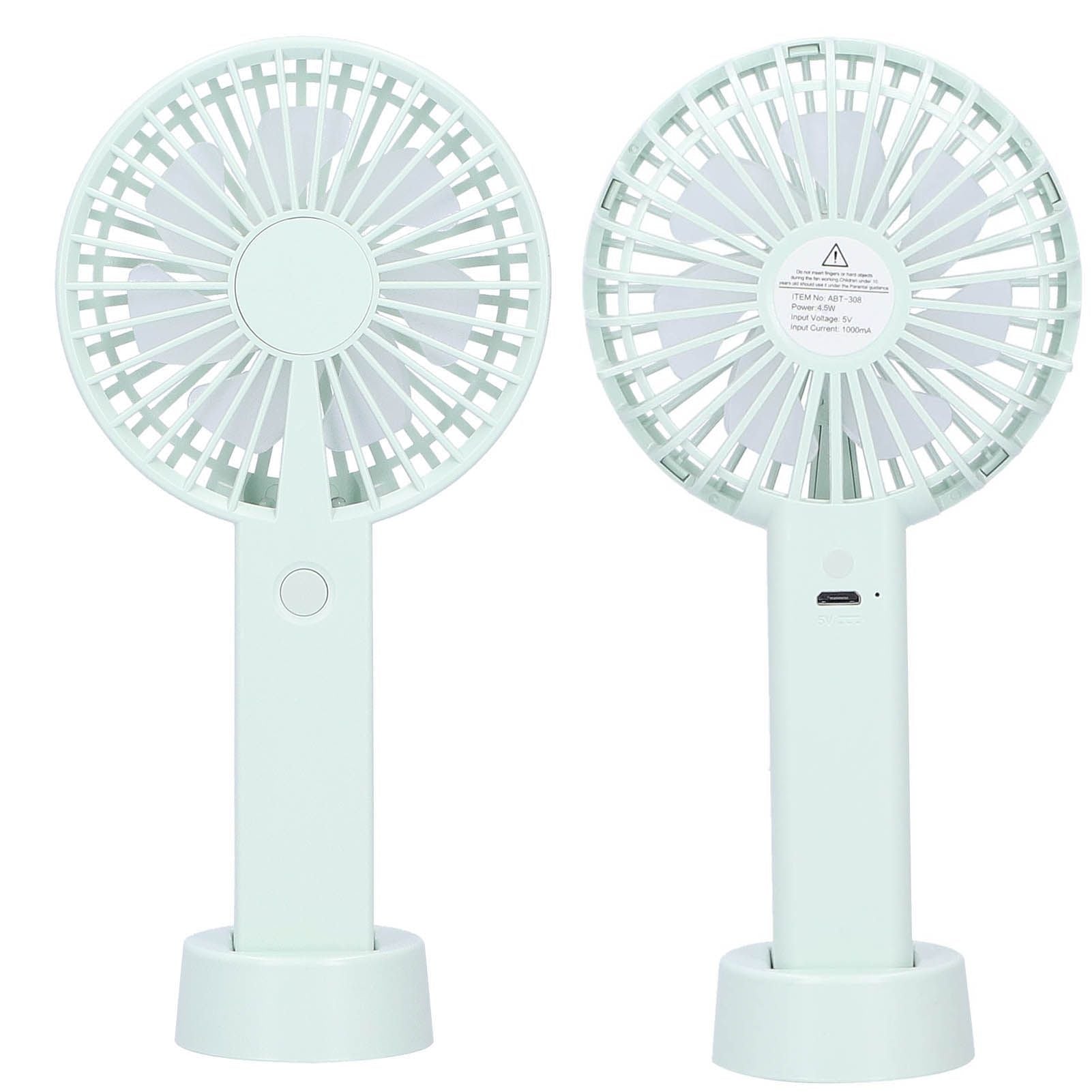 Green Parallel Wind Fan Mini USB Charging Mute Outdoor Handheld Fan with Base for Outdoor