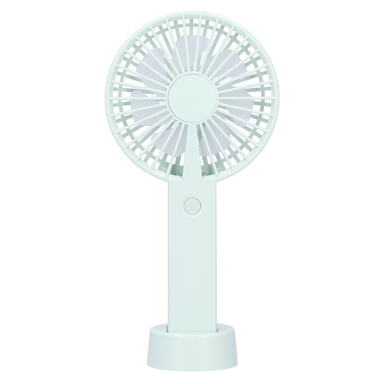 Green Parallel Wind Fan Mini USB Charging Mute Outdoor Handheld Fan with Base for Outdoor