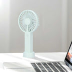 Green Parallel Wind Fan Mini USB Charging Mute Outdoor Handheld Fan with Base for Outdoor