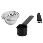 Coffee Capsule Kit with Spoon Brush Gaskets Reusable Coffee Filter Cup Fit for BIALETTI