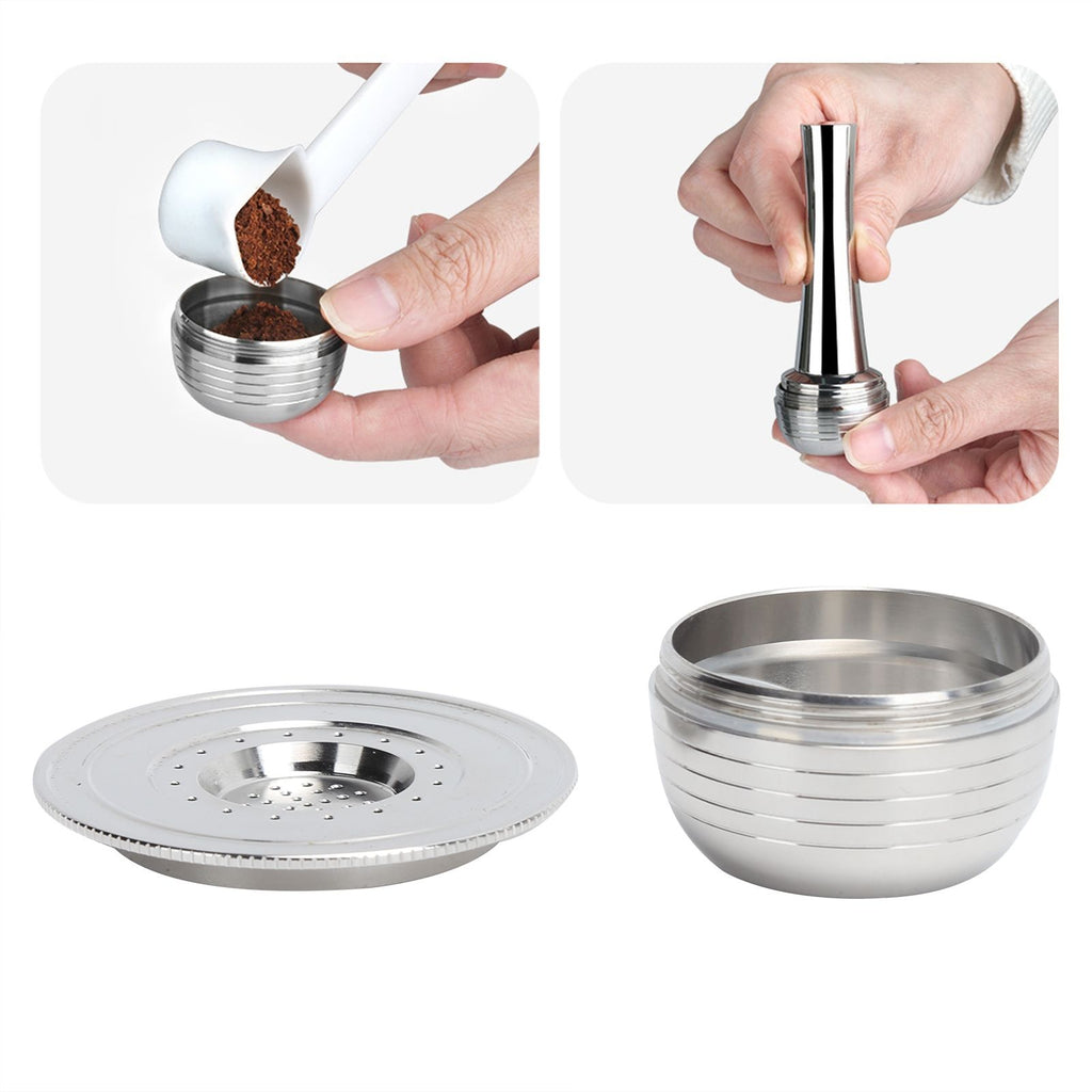 Coffee Capsule Kit with Spoon Brush Gaskets Reusable Coffee Filter Cup Fit for BIALETTI