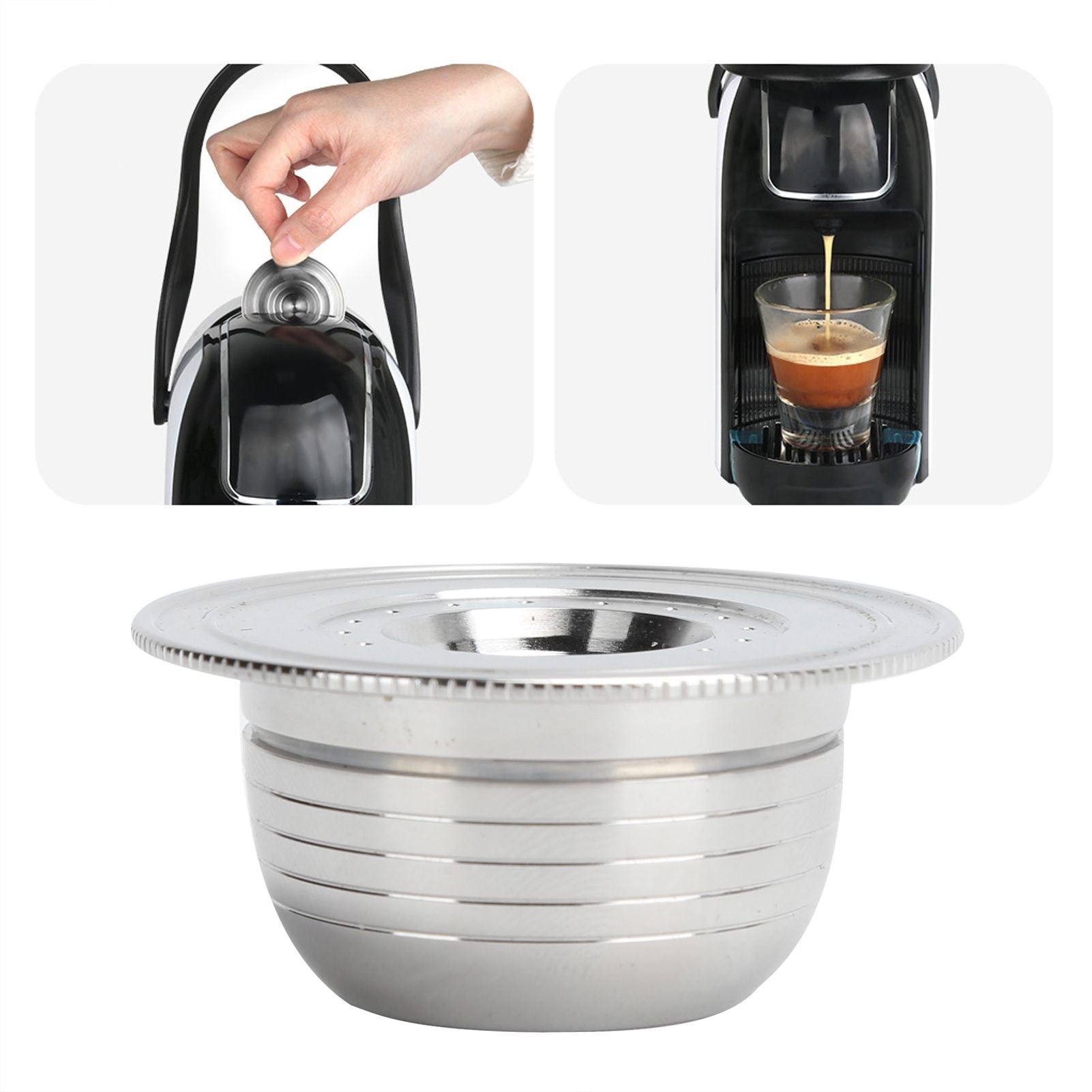 Coffee Capsule Kit with Spoon Brush Gaskets Reusable Coffee Filter Cup Fit for BIALETTI