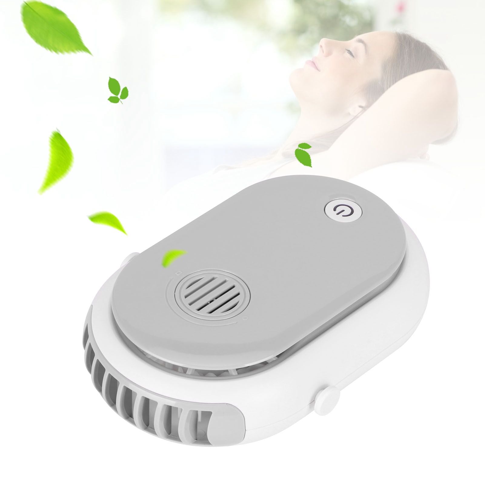 Electric Desktop Fan with 3 Speeds Portable Neck Hanging Aromatherapy Fan USB Charging(White )