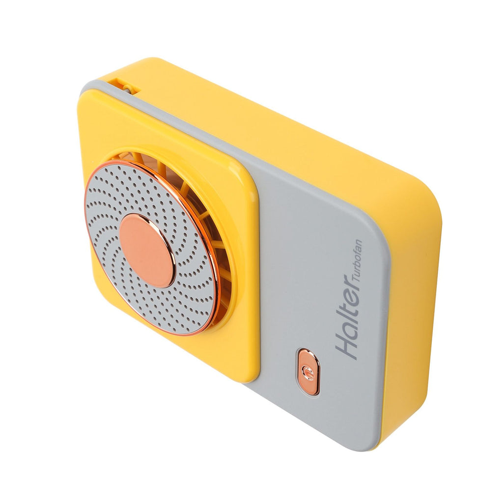 3‑Gear Adjustable Electric Fan Portable Handheld Hanging Neck Fan USB Charging for OutdoorsYellow