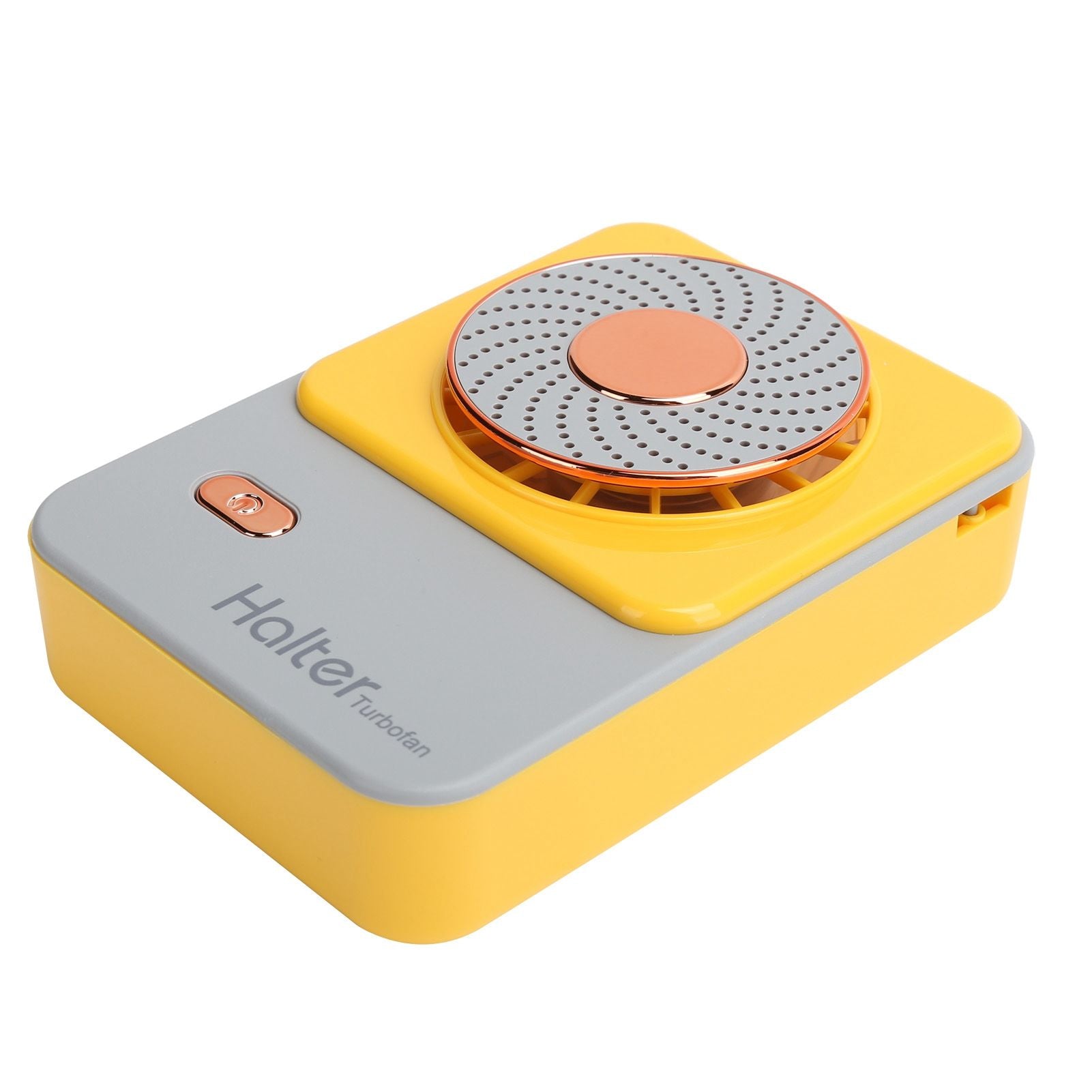 3‑Gear Adjustable Electric Fan Portable Handheld Hanging Neck Fan USB Charging for OutdoorsYellow