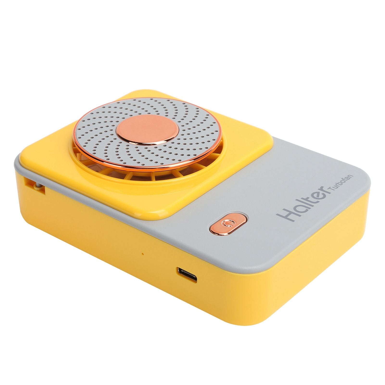 3‑Gear Adjustable Electric Fan Portable Handheld Hanging Neck Fan USB Charging for OutdoorsYellow